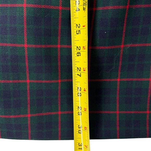Vtg Pendleton Wool Plaid Pencil Skirt Sz 14P High-Waisted Green Blue Red Back Sl - Picture 9 of 12